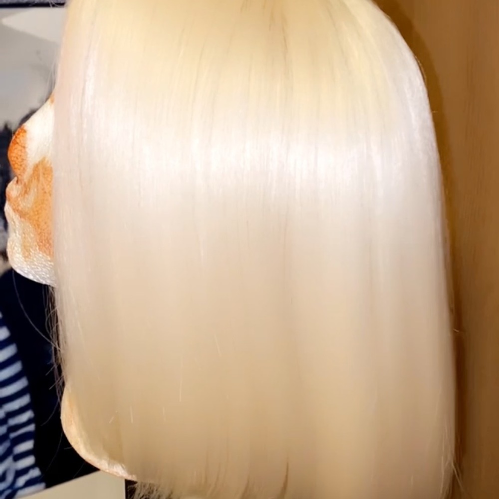 Blonde 12 inch bob wig ( human hair )